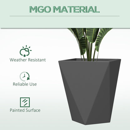 Outsunny - 18", 15.25", 11.75" Tall Planters (Set of 3), Indoor Outdoor Planters With Drainage Holes, Stackable Flower Pots For Garden, Patio, Balcony, Front Door - Gray