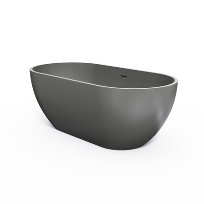 59 Inch Solid Surface Oval Freestanding Bathtub