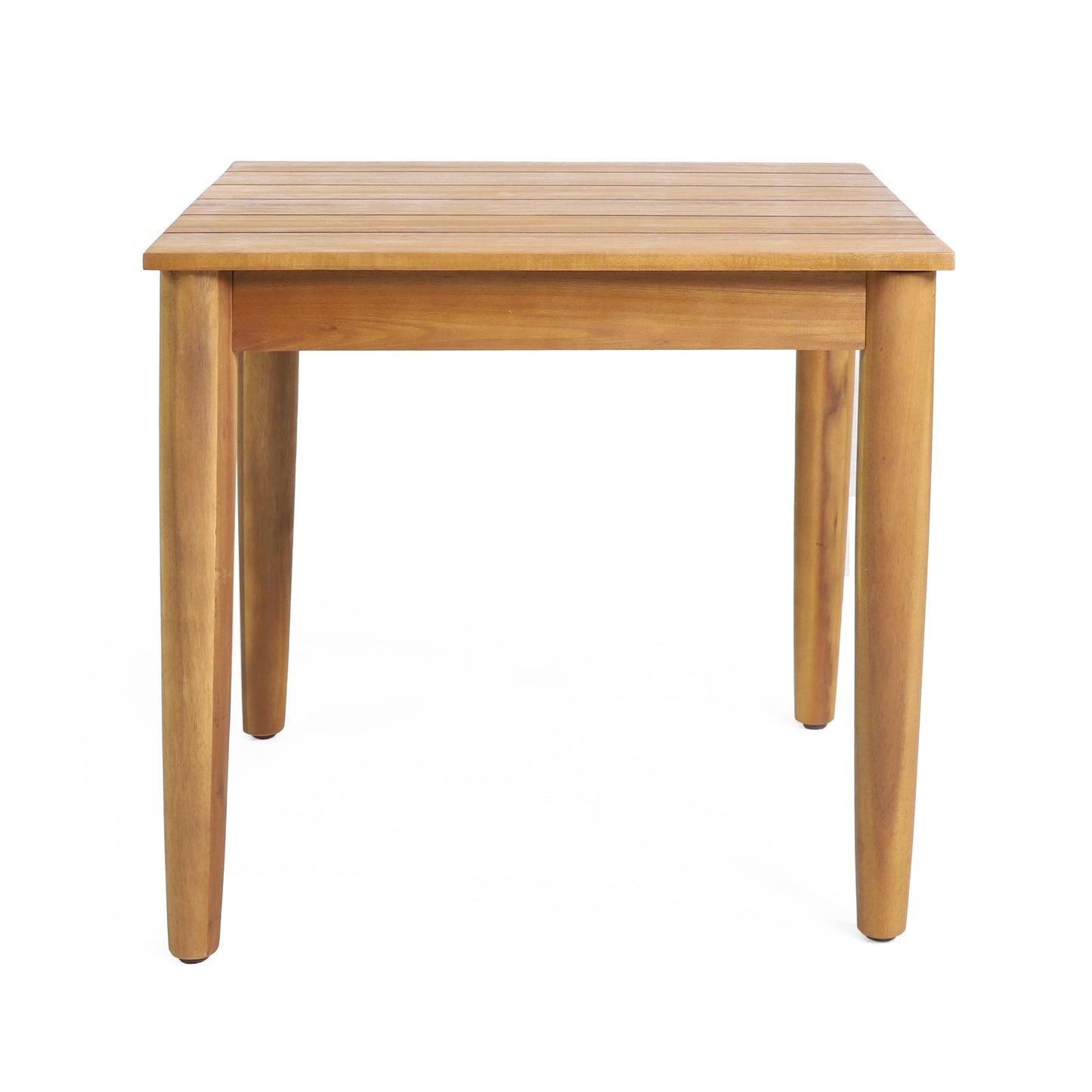 Acacia Wood Outdoor Set: 2 Club Chairs + Rustic Slat Side Table