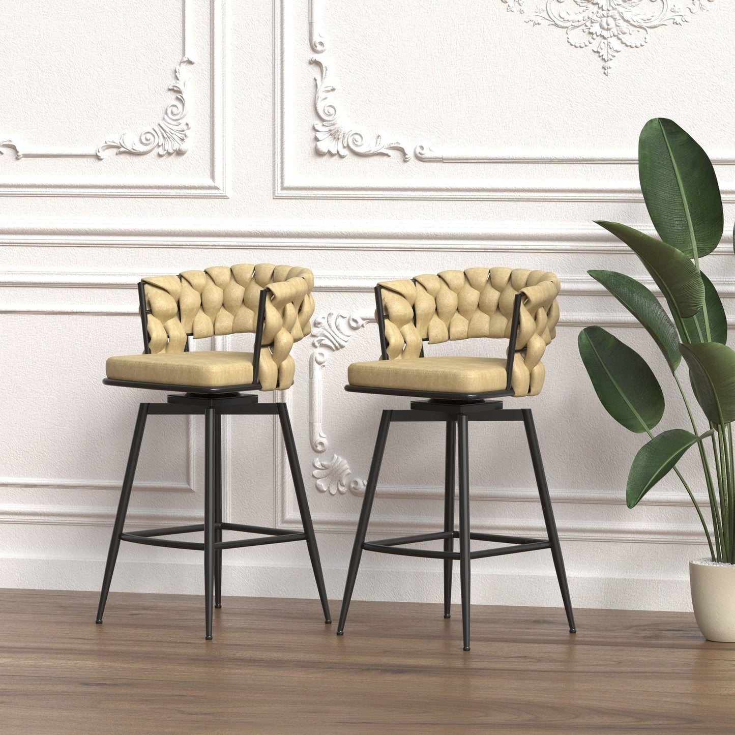 Bar Stool 360 Swivel With Back Footrest