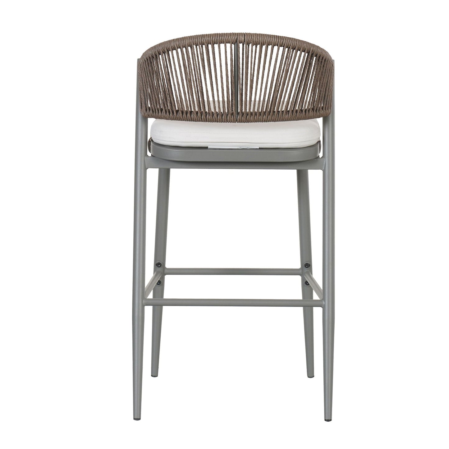 Outdoor Bar Height Metal Frame Counter Stools with Scallop-Shaped Backrest & Water-Resistant Cushions