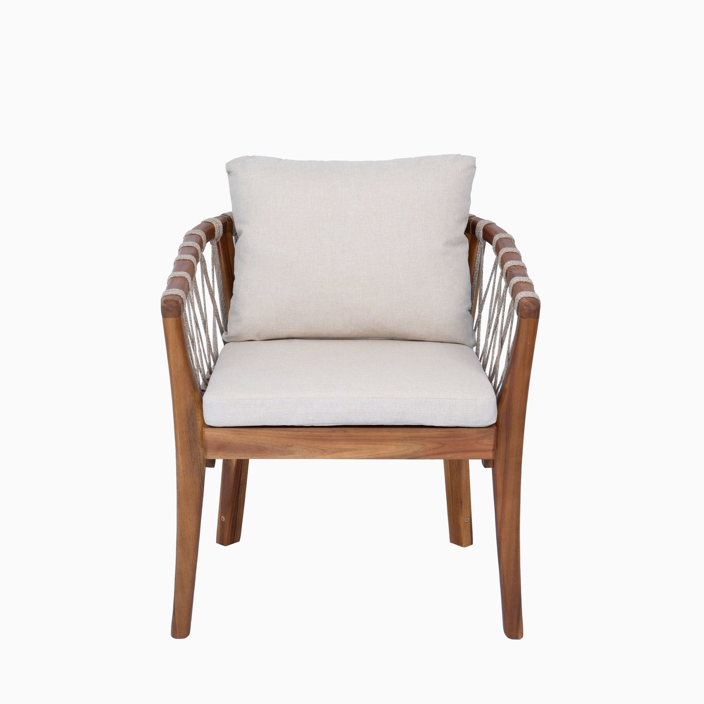 Outdoor Dining Chairs Set for 2, Acacia Wood Frame with Teak Finish
