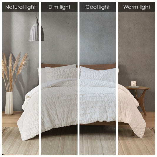 Full/Queen Ruched Fur Down Alternative Comforter Set