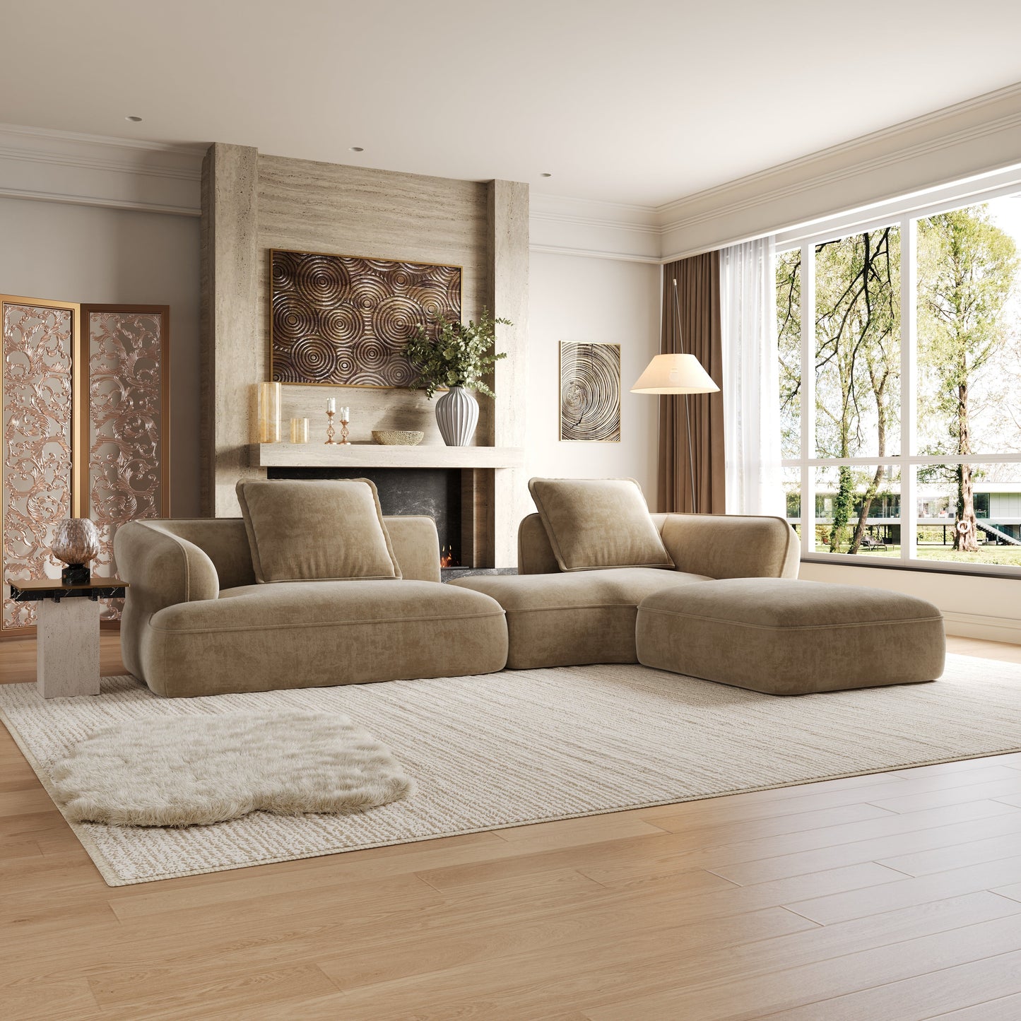 122" Modern L-Shaped Sectional Sofa with Chaise Lounge