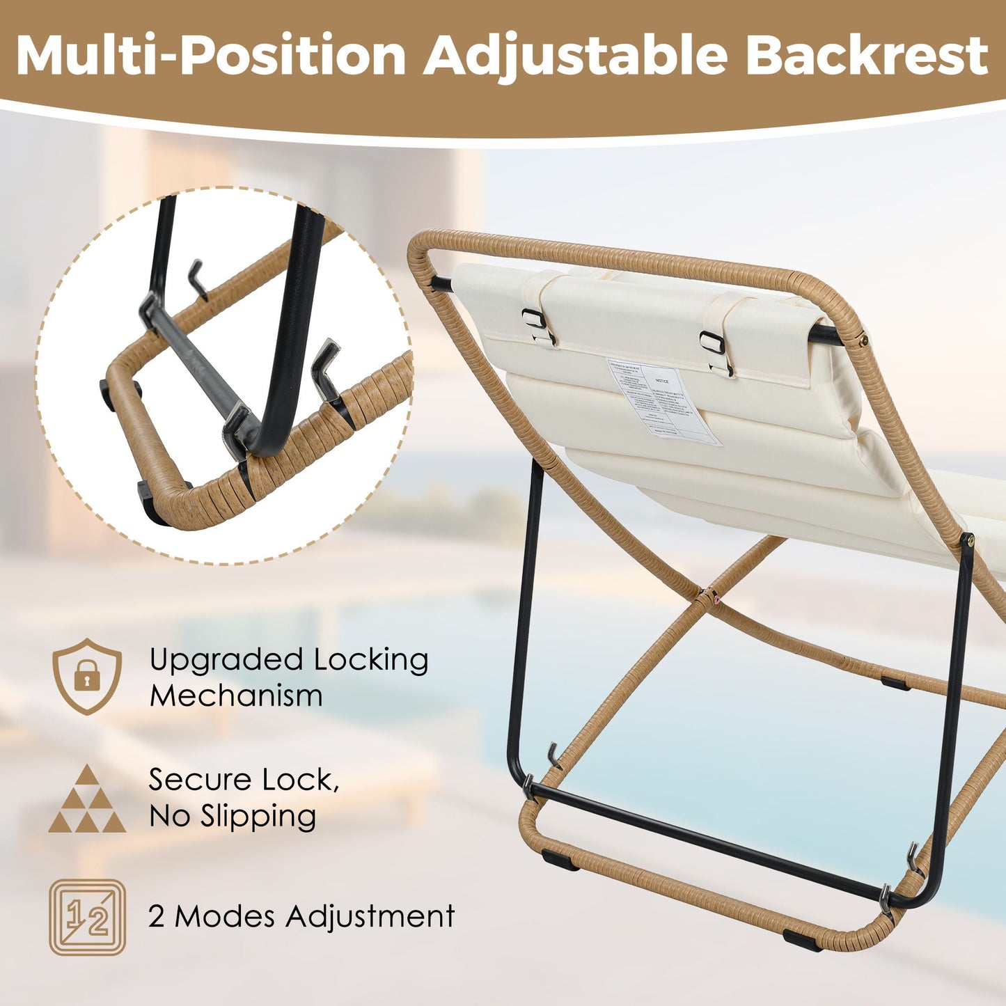 Outdoor Folding Chair With Adjustable Backrest (Set of 2)