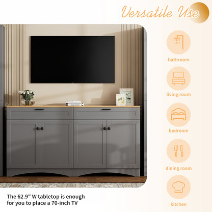 On-Trend Farmhouse TV Stand with 2 Drawers for TVs Up to 70"