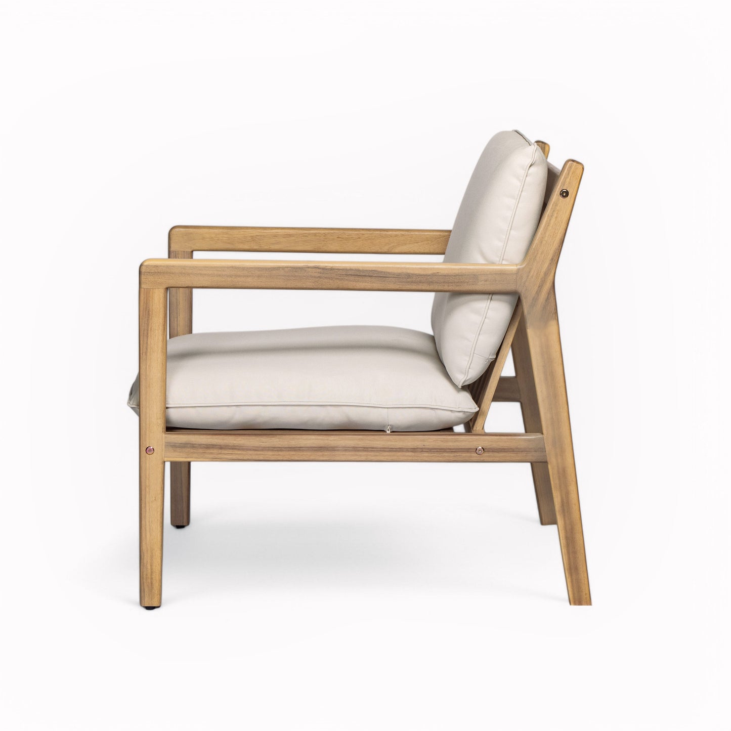 Outdoor Acacia Wood Armchair, Set of 2, Patio Club Chair with Cushions, Light Teak