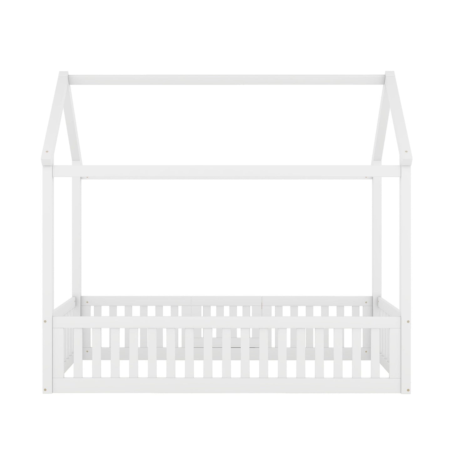Wood House Bed With Fence And Door