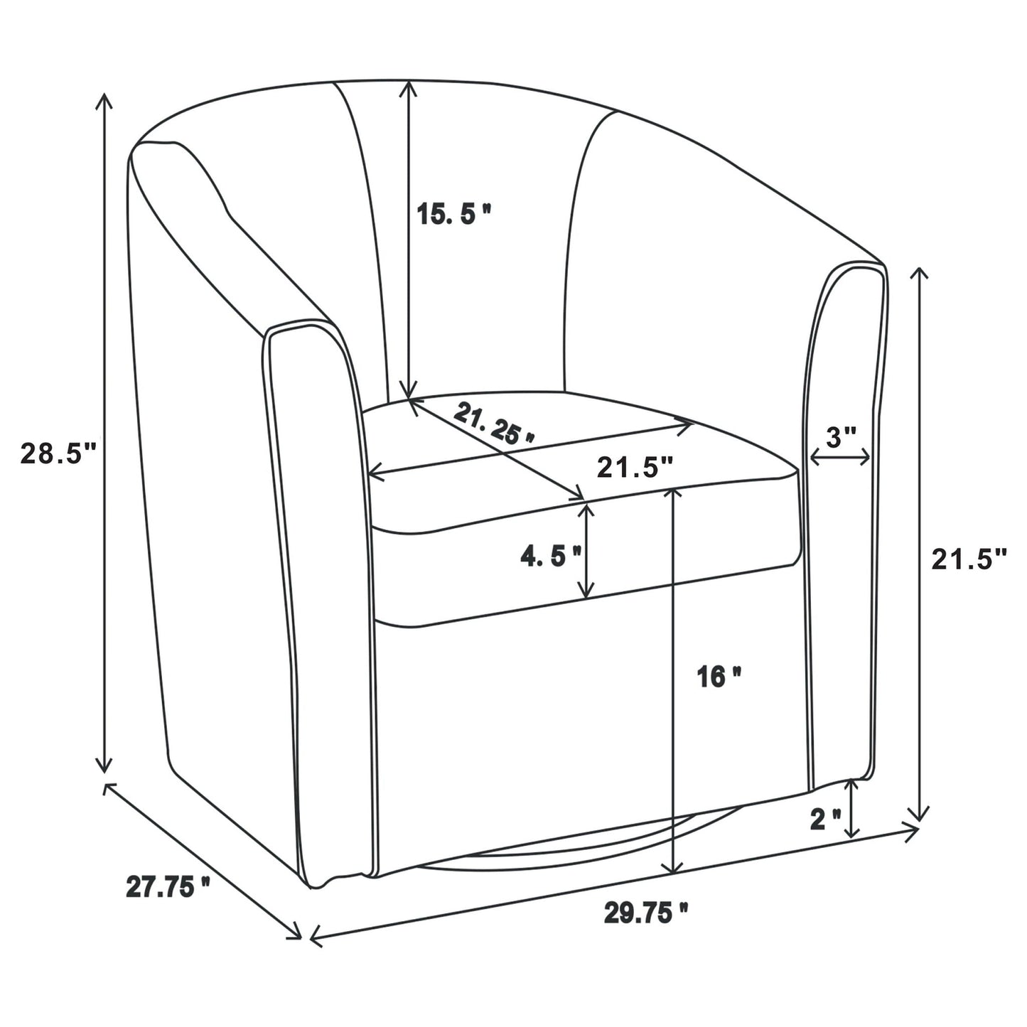 Swivel Armchair With Barrel-Back Design