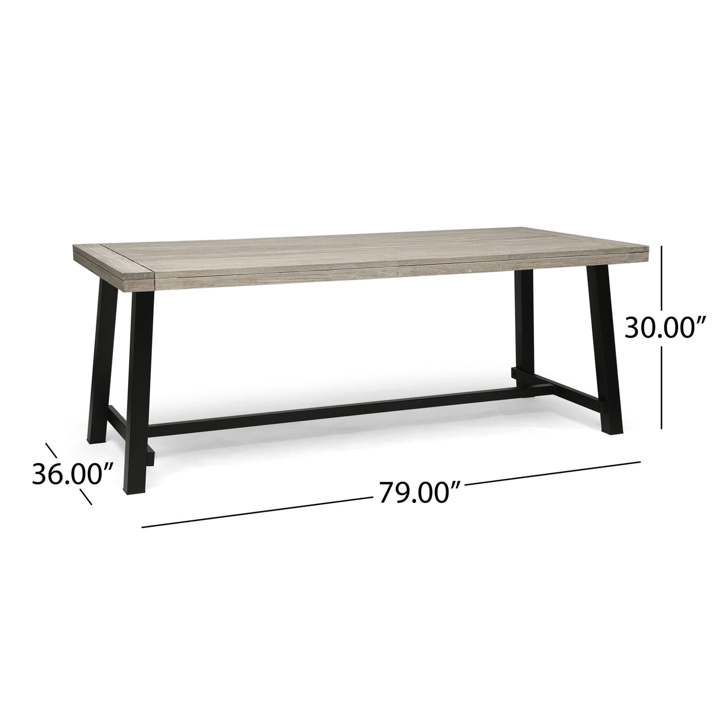 Equilibrium Outdoor Dining Table with Wooden Frame and Slat Top