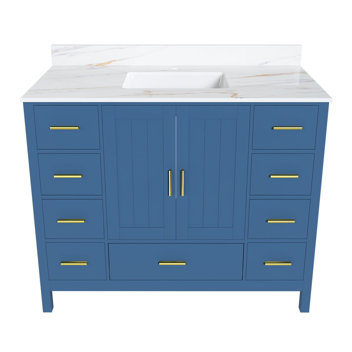 42" Modern Solid Wood Bathroom Vanity with Sink, 43" Carrara
