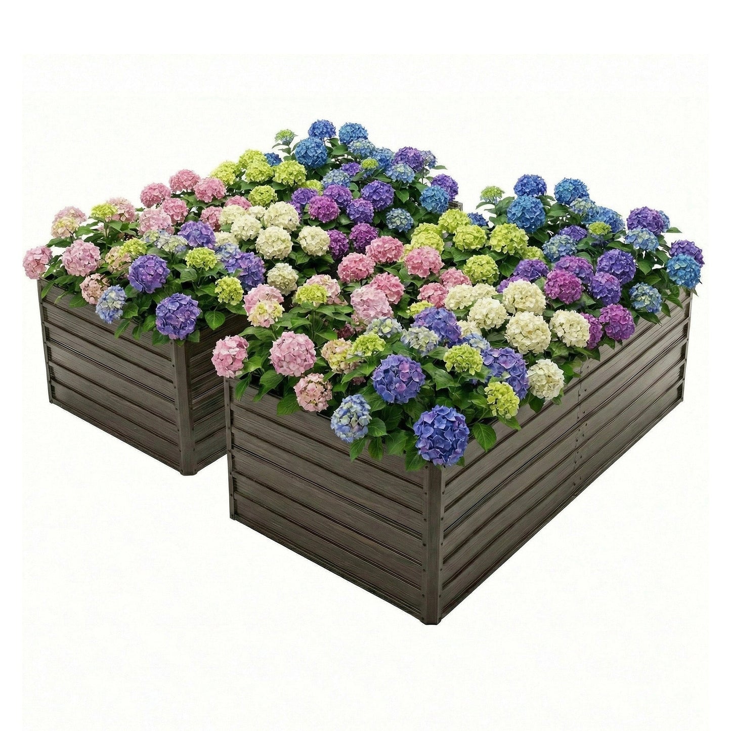 8x4x2 FT Woodgrain Galvanized Raised Garden Bed Set