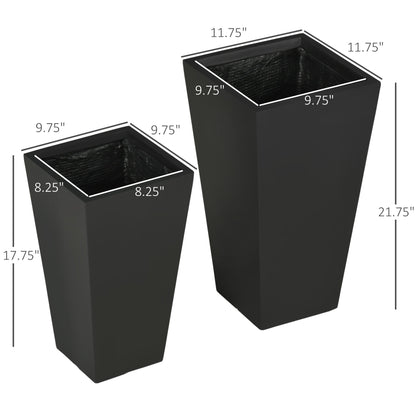 Tall Plant Pot 2-Pack Outdoor Planter Set with Drainage Holes