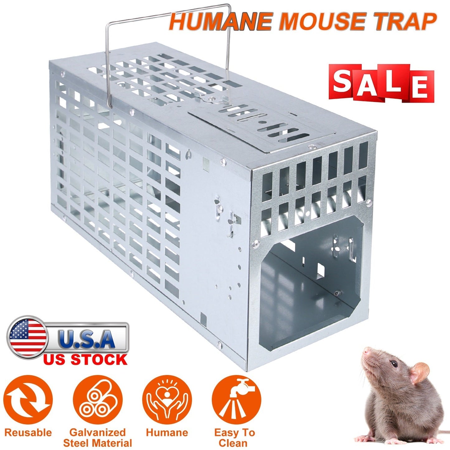 Humane Live Mouse Trap Reusable Metal Rat Rodent Cage Catch Release Continuous Capture Indoor Outdoor Pet Children Safe