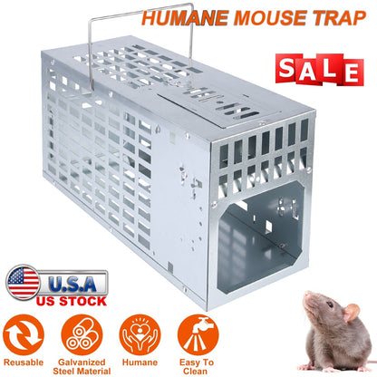 Humane Live Mouse Trap Reusable Metal Rat Rodent Cage Catch Release Continuous Capture Indoor Outdoor Pet Children Safe