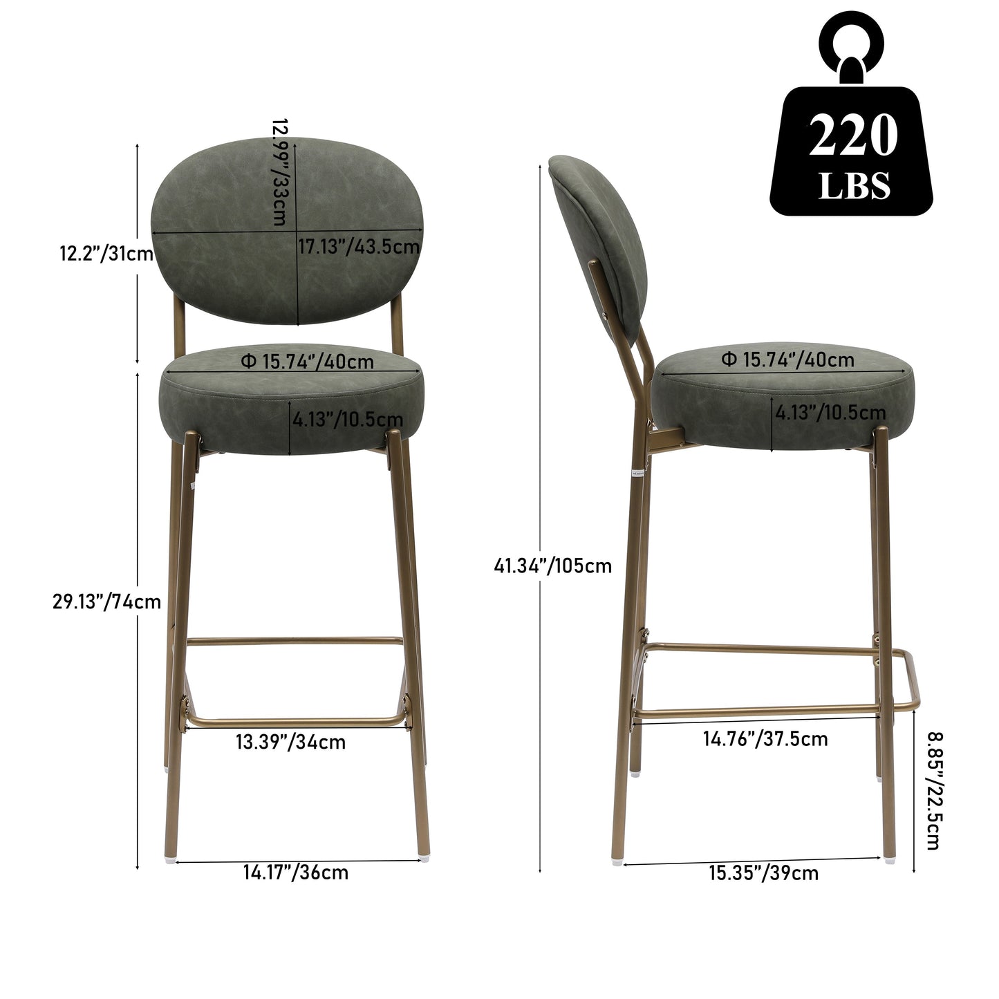 29'' H Upholstered Bar Stools Set of 2