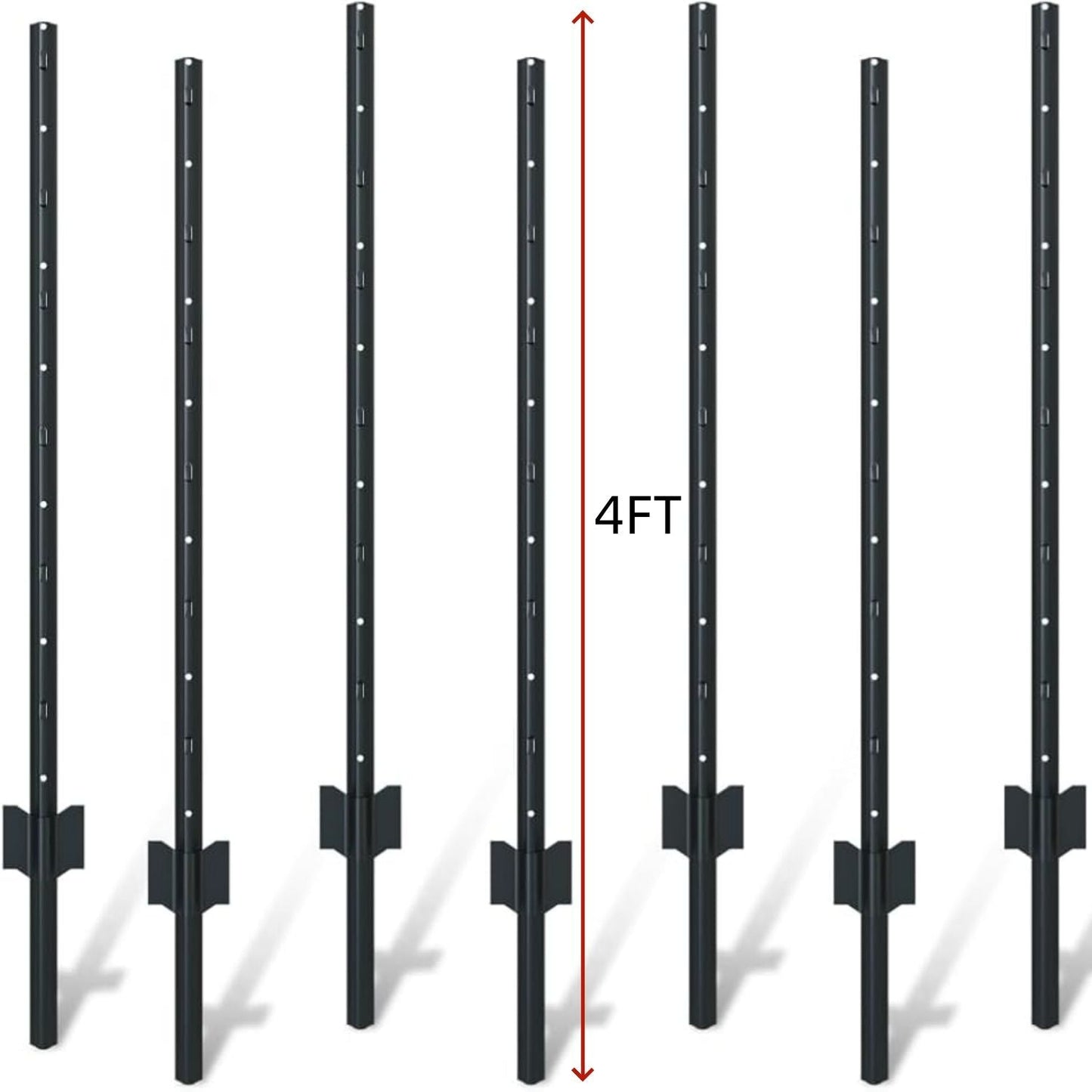 4 Foot U-Shaped Metal Garden Fence Posts Set for Wire Mesh Fencing