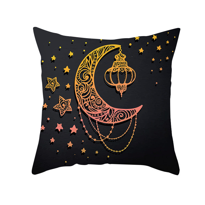 Home Fashion National Style Peach Skin Velvet Printed Cushion Cover