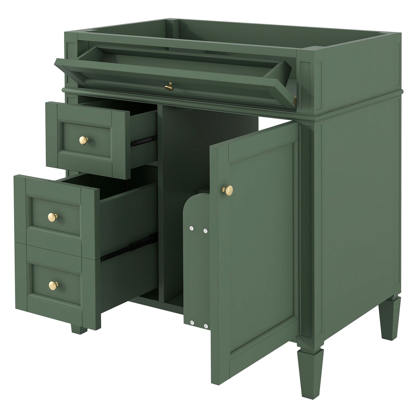 Bathroom Vanity With 2 Drawers and Tip-Out Storage Cabinet