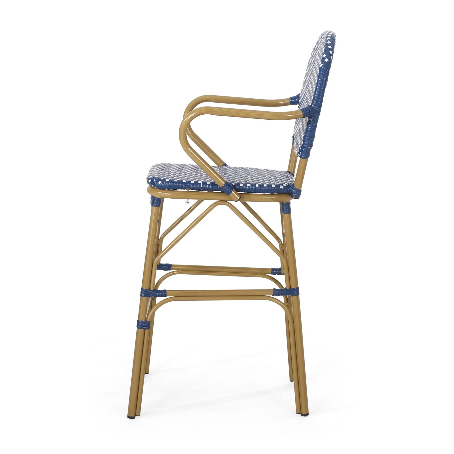 Outdoor Wicker And Aluminum French Barstools (Set of 2)