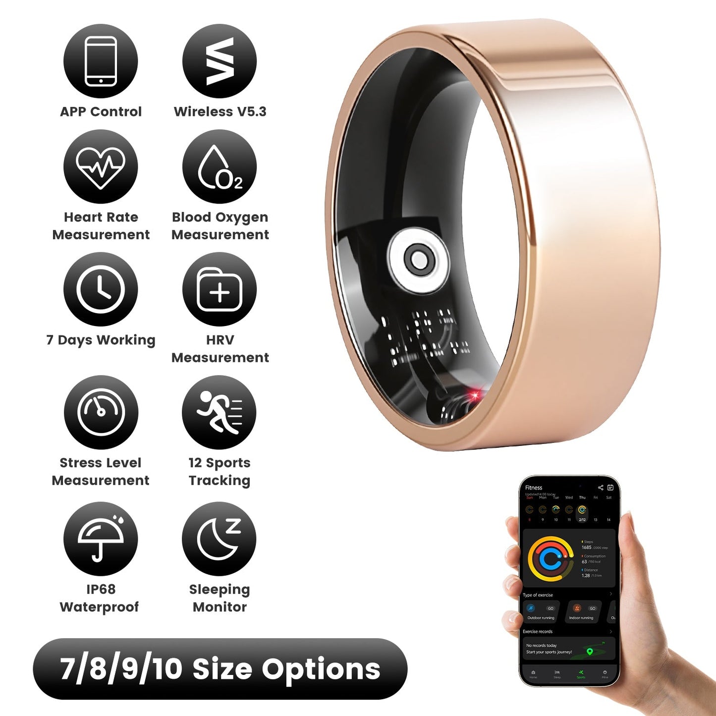 Smart Ring Health Tracker with Sleep & Fitness Monitoring
