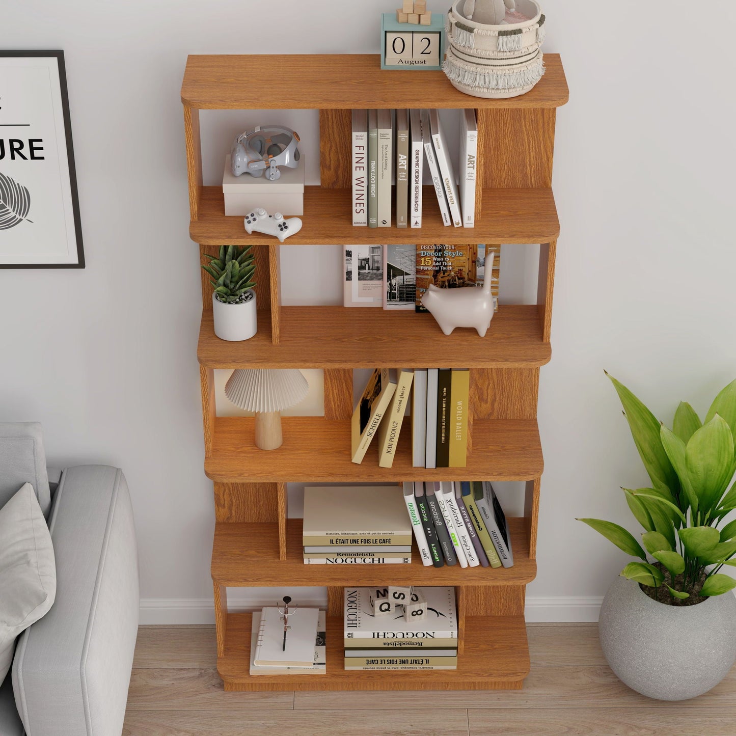 Modern 5 Tier Open Storage Bookcase