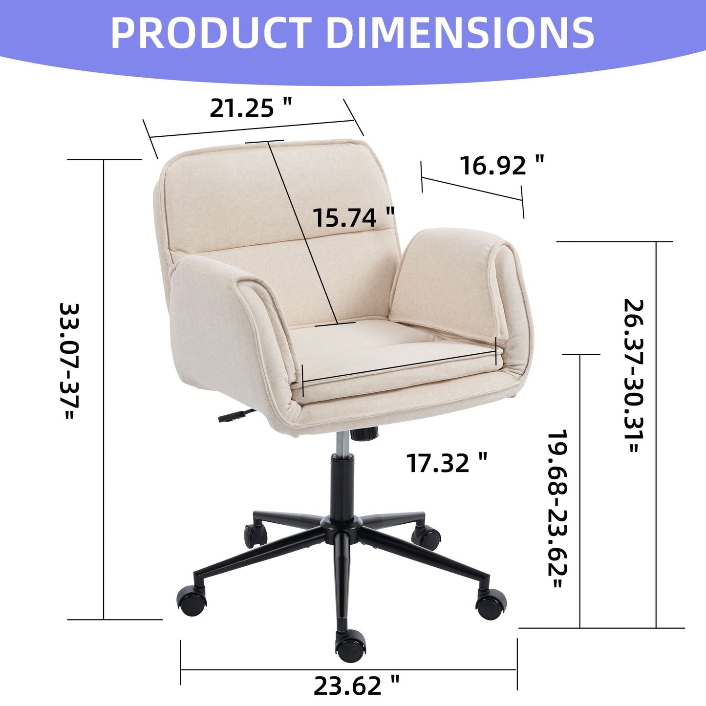 Criss Cross Swivel Desk Chair With Adjustable Armrests & Wheels For Home Office
