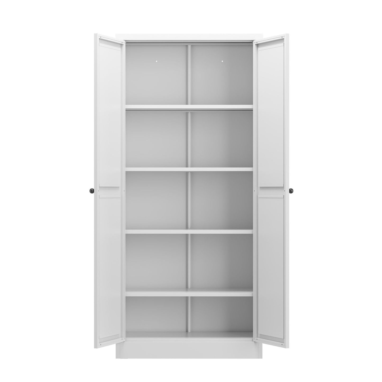 Kitchen Pantry Cabinet Adjustable Storage With 4 Shelves, Heavy Duty Freestanding Pantry Organizer - White
