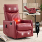 Red Faux Leather Heat Massage Manual Recliner Chair with Rocker and Swivel