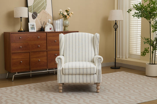 Modern Accent Chair with Retro Wood Legs and Floral Design