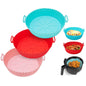 3Pcs Reusable Foldbale Air Fryer Silicone Pot 464¡F Heat Resistant Round Replacement of Parchment Liners 3 Food Grade Baking Basket Pans for 4+Quart A