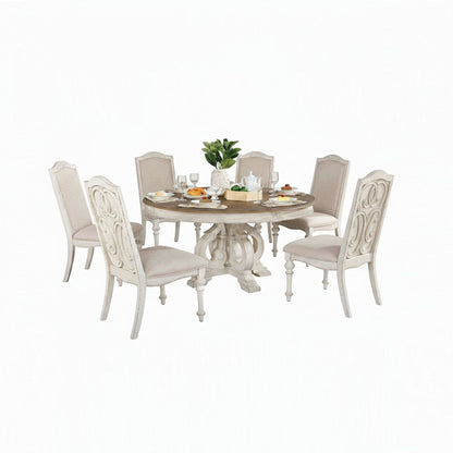 Elegant Dining Set Round Table And Side Chairs