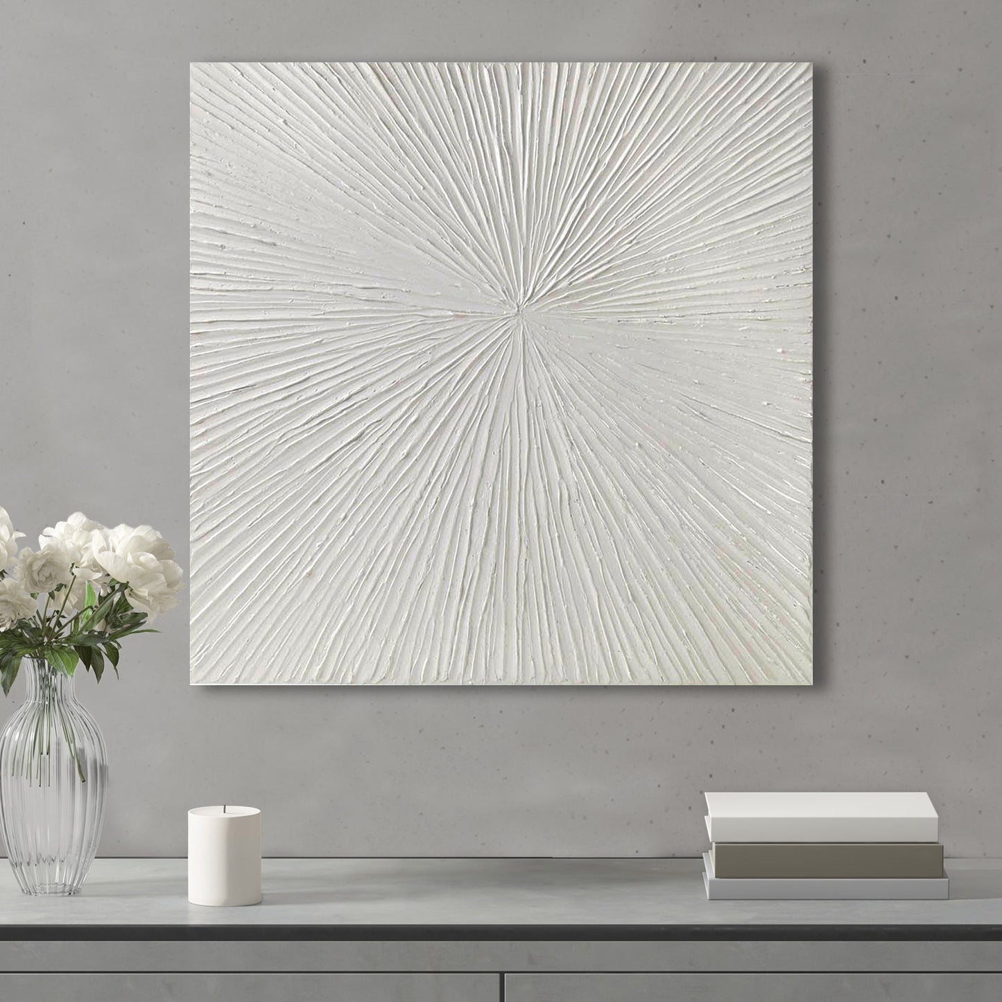 Luminous Burst Signature White Gloss Dimensional Resin Wall Art