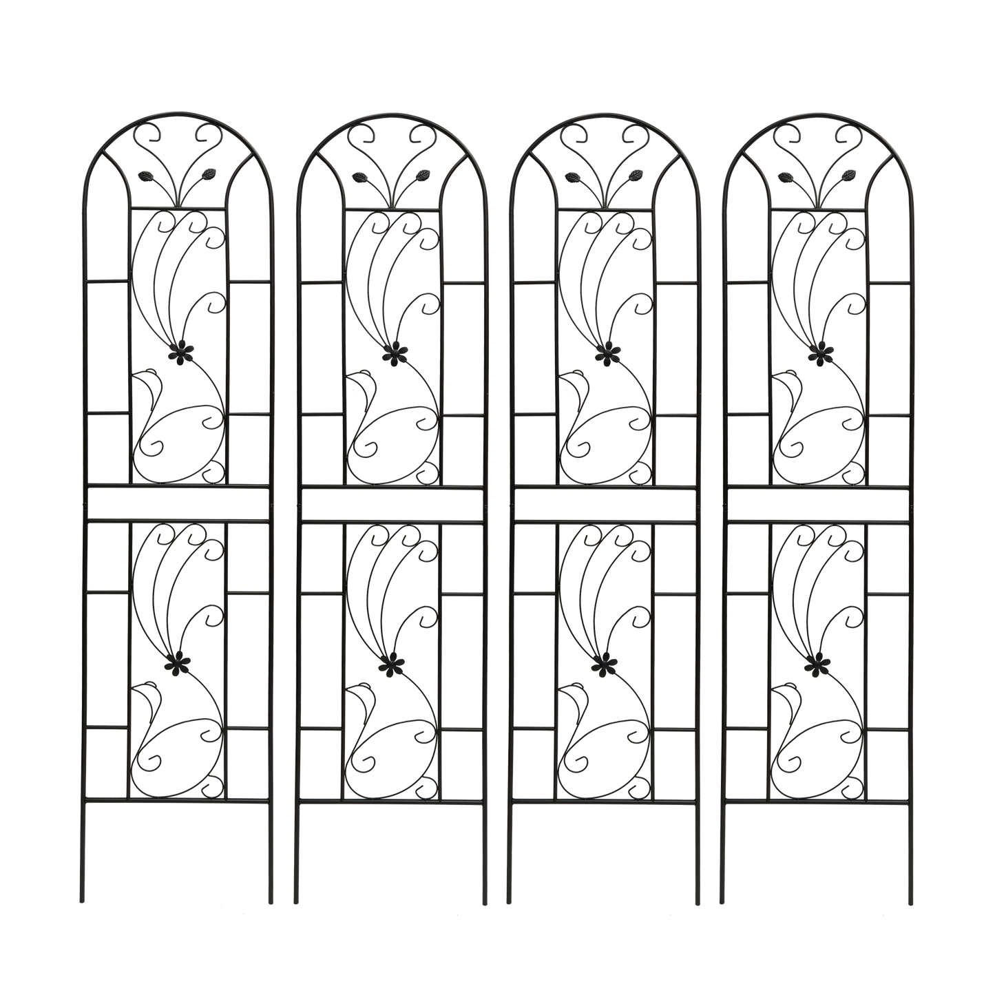 4 Pack Metal Garden Trellis 86.7'' x 19.7'' Rustproof Black