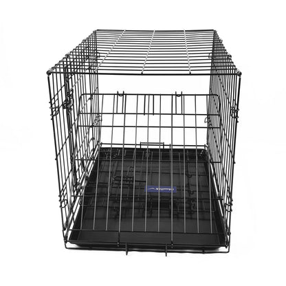 30inches Dogs Crate Folding Metal Pets Crates Double Door Puppy Cage Easy Set Up