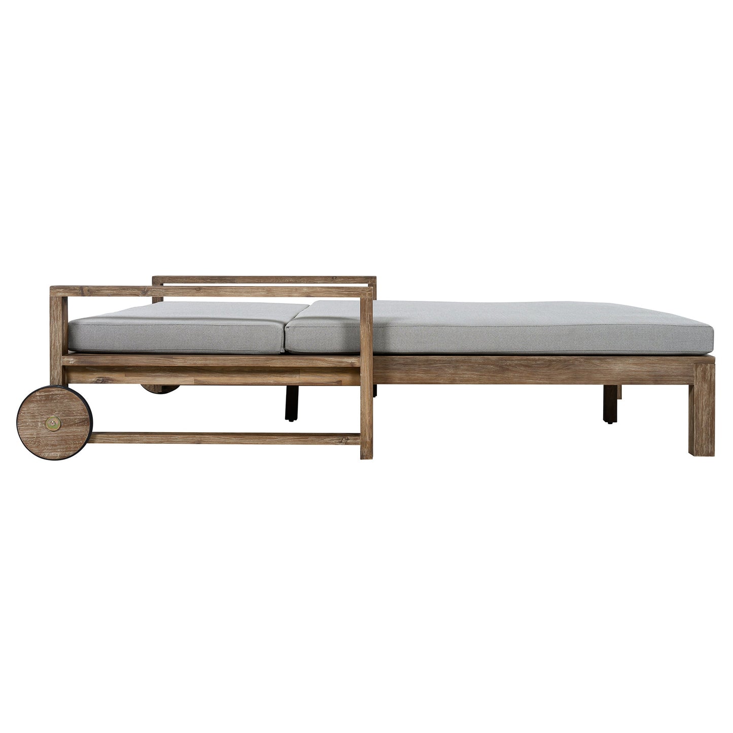TREXM 1-Piece Farmhouse Wooden Outdoor Sunbed for 2 People