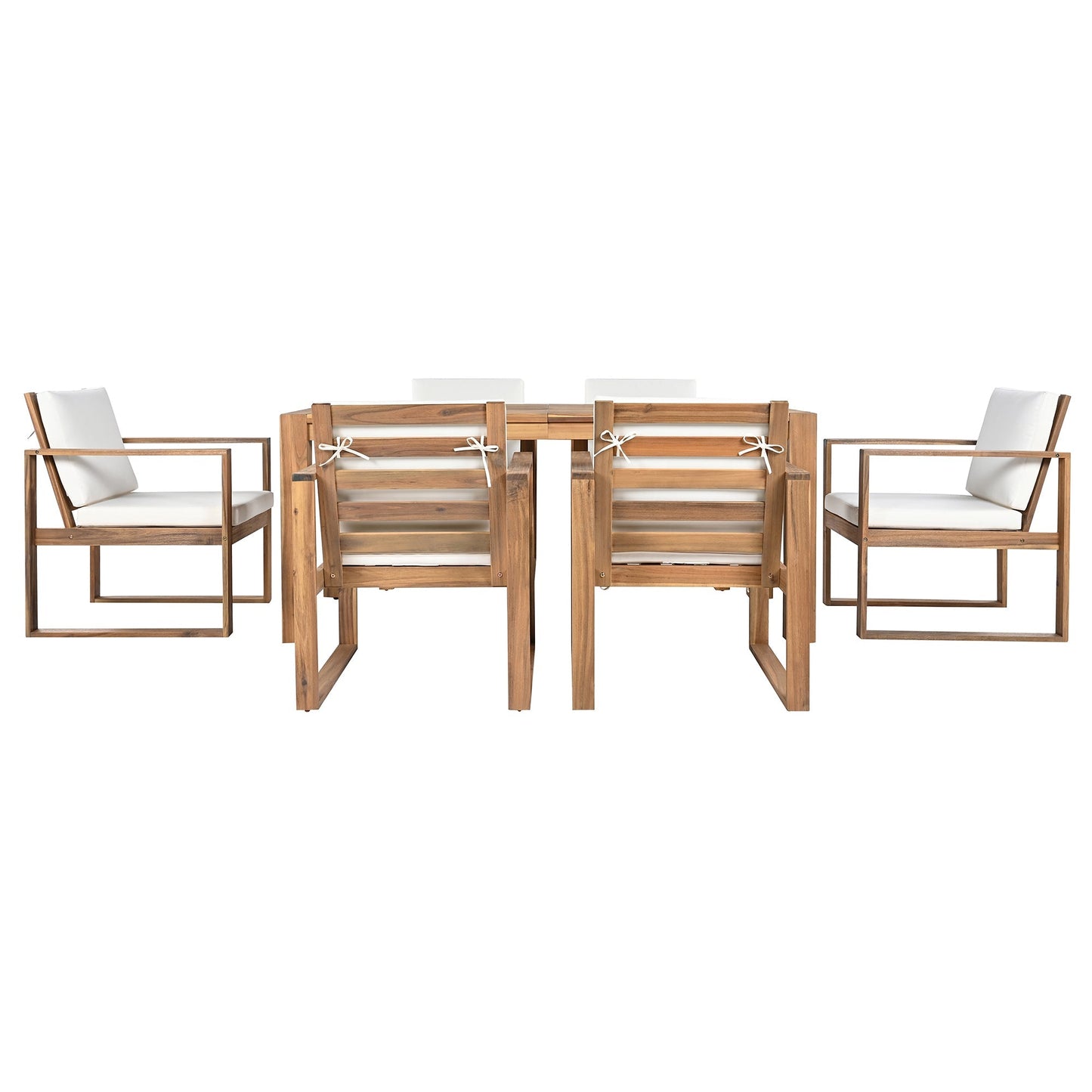 TREXM Patio Table and Chairs Set, 7-Piece Outdoor Dining Set for 6