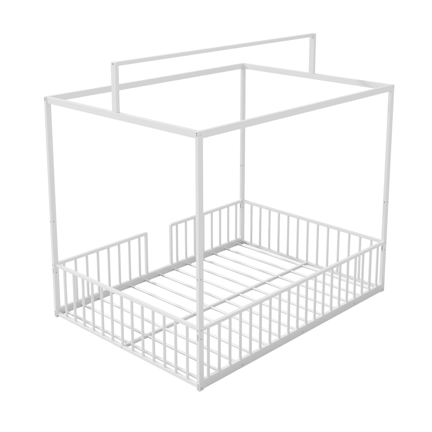 3 In 1 Convertible Montessori Floor Bed With Fenced Support
