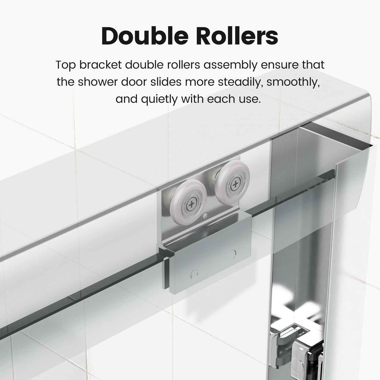 Semi Frameless Double Sliding Shower Door with Tempered Glass