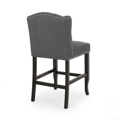 Vienna Fabric Tufted Counter Stool With Nailhead Accents (Set of 2)