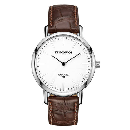 Stylish And Minimalist Two-hand Leather-strap Watch For Men And Women