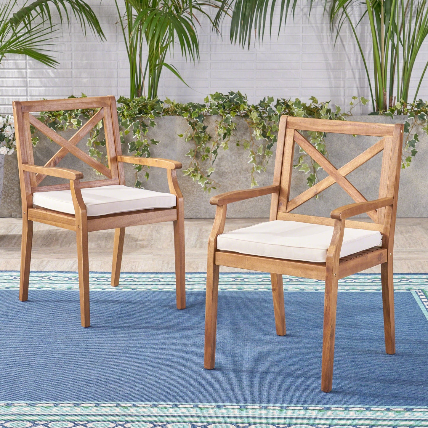 Perla Dining Chair 2-Piece Set with Cream Cushions