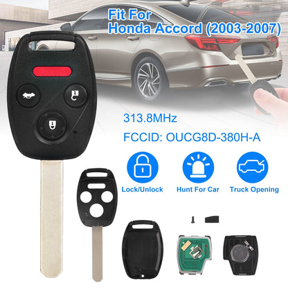 Fit For Honda Accord 2003-2007 Remote Keyless Entry Shell Button Car Key Fob Uncut Key Cover Case OUCG8D-380H-A FCCID 313.8MHz Frequency