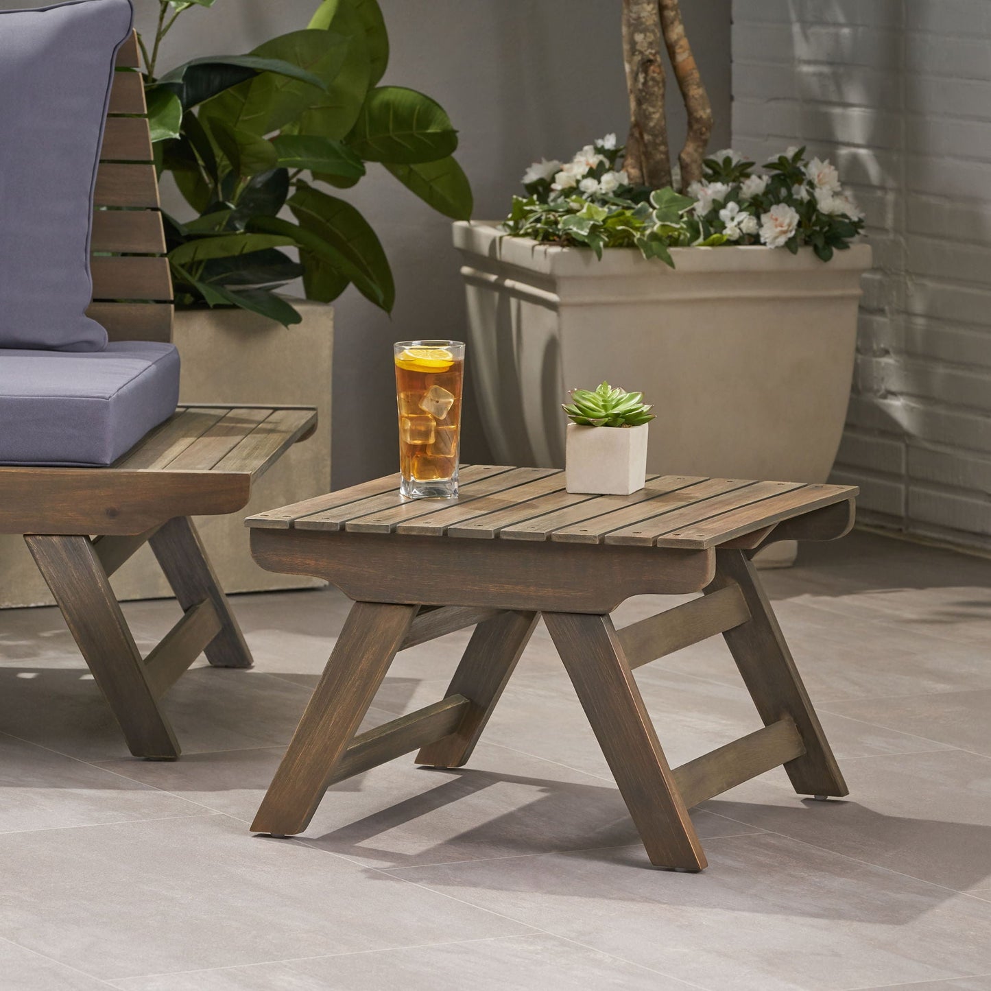 Sedona Outdoor Side Table With Open Slat Design