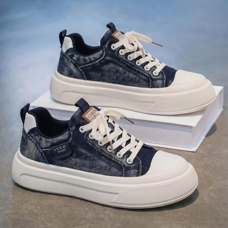 2026 Men's Summer Low-Top Canvas Skate Shoes, Platform Non-Slip Breathable Trendy Sneakers For Commute