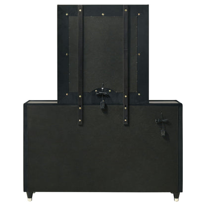 Ravenne 8-drawer Velvet Upholstered LED Dresser and Mirror Black
