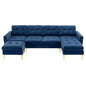 Modern L - Shape Convertible Sectional Sofa With Movable Ottoman