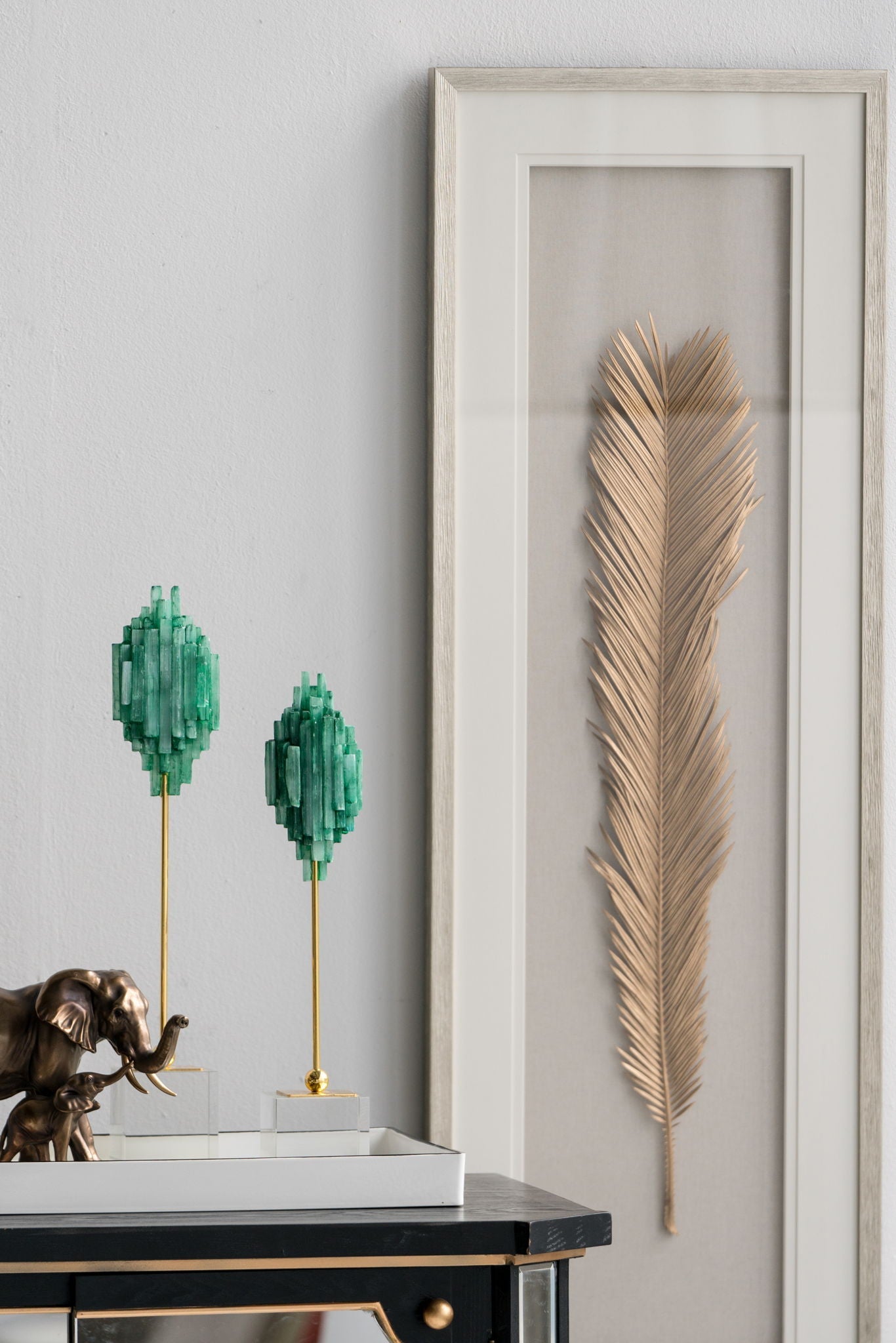 Leaf Framed Wall Art, Wall Decor For Living Room Dining Room Office Bedroom - Gold