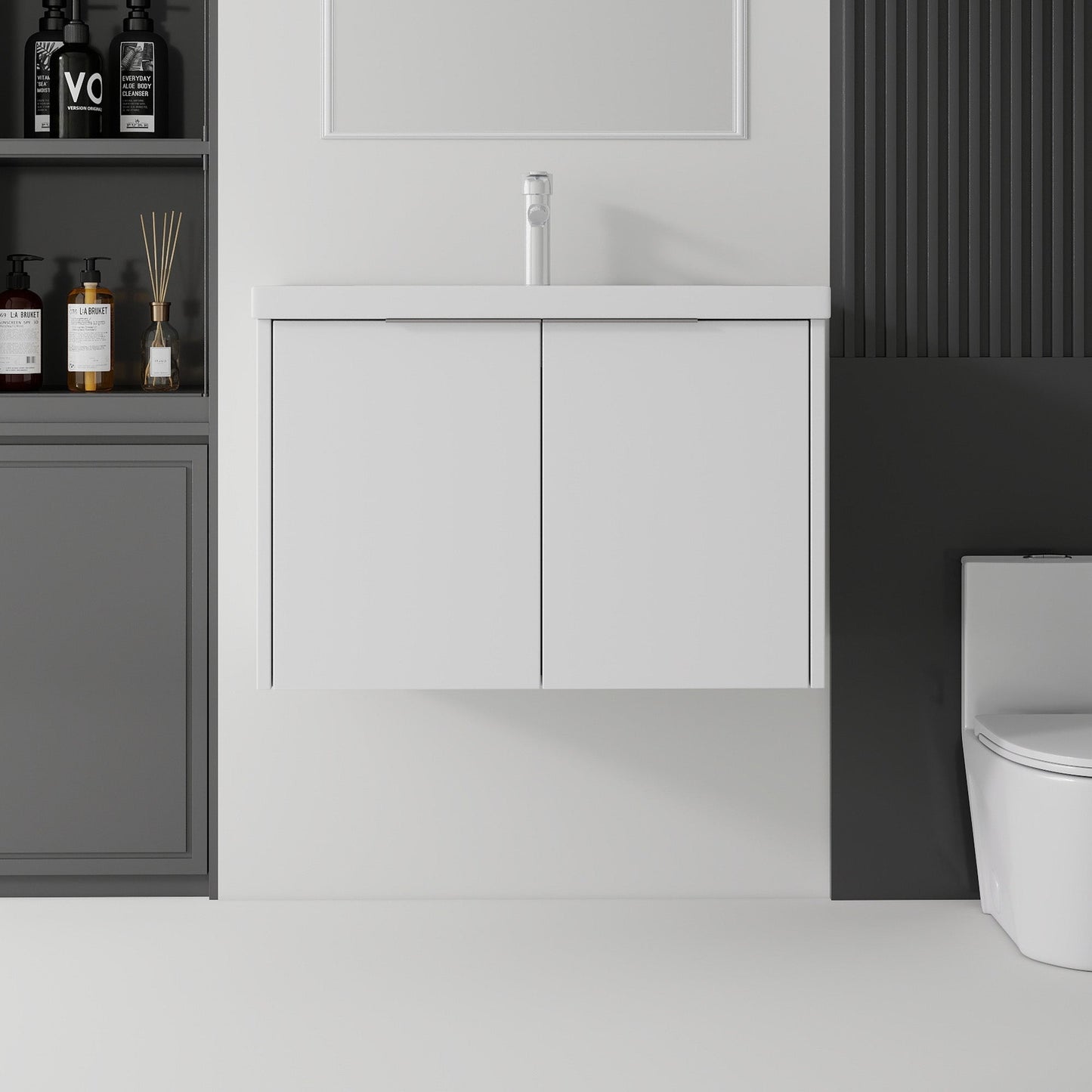36 Inch Floating Bathroom Vanity with Sink, Soft-Close Door, Ceramic Sink, Plywood