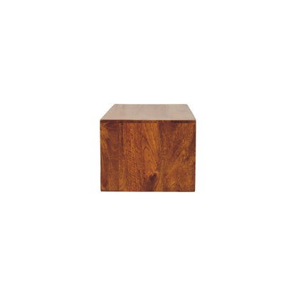 Solid Wood Lunar Wall-Mounted Media Unit, 2-Drawers, Chestnut